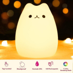 &Ouml;&ouml;valgusti V&auml;ikese kassi &ouml;&ouml;valgusti lastele 7 v&auml;rvi LED kaasaskantavad puutetundlikud valgustid lastele Lastetoa v&auml;ikestele t&uuml;drukutele s&uuml;nnip&auml;evakingitus 9 &times; 8,9 &times; 10,2 cm valge 1 tk