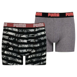 Poiste bokserid Puma, Collage Stripe Aop Boxer 2-Pakk Black/White