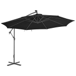vidaXL P&auml;ikesevari LED-lampidega, must, 350cm, Juoda