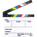 Akr&uuml;&uuml;lv&auml;rviline filmiklapp valge filmitaldrik 30x27cm režiss&ouml;&ouml;ridele, filmitegijatele, fotograafiale, videoproduktsioonile, klapplaud, filmiplaat, režii t&ouml;&ouml;riist