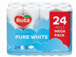 Ruta tualettpaber Pure White, 24 rulli, 3 kihiline.