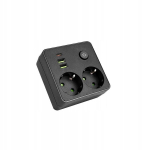 Pikendusjuhe 2 pistikupesaga, 3 Usb (1x Usb-c), maandus