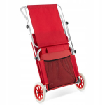 Rattaga rannatool varikatusega, punane