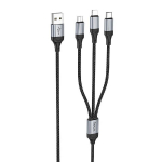 USB-kaabel HOCO (X102) 3in1 Lightning+MicroUSB+USB-C must 1m