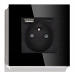 Dc smart home must pistikupesa usb a + c laadijaga, 2.1 a, 1f