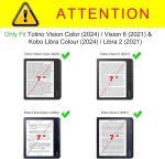 Fintie &uuml;mbris Tolino Vision Color (2024)/vision 6 (2021) ja Kobo Libra Colour (2024)/libra 2 (2021) 7-tollisele e-lugerile - jalgadega &uuml;mbris kaardipesa, randmerihma ja automaatse unerežiimi/&auml;rkveloleku funktsiooniga, teksariidest tumehall
