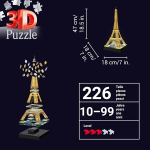 Ravensburger 3d pusle 12579 - Eiffeli torn &ouml;&ouml;sel - 3d pusle lastele ja t&auml;iskasvanutele, Pariisi maam&auml;rk miniatuurses formaadis, helendab pimedas