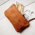 Berliner Bags vintage nahast pinal Ykk lukuga, pinal pliiatsitele, pruun, vintage, klassikaline