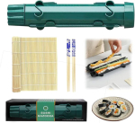 Ysooua Sushi valmistamise komplekt - kaasaskantav bazooka komplekt koos rullimismati, pulkade, juhendi ja vormimisega - Diy rullimist&ouml;&ouml;riist algajatele kodus (must roheline)