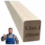 Saarepuust k&auml;sipuu ristk&uuml;likukujuline trepik&auml;sipuu 5,5 x 4,3 x 200 cm