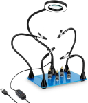 Toolour magnetiline abik&auml;si valgusega, kolmas k&auml;si jootmist&ouml;&ouml;riist 3x led luupiga (ilma adapterita), jootekolvi hoidik 4 pcb sambaga, 4 painduva varrega jootmisjaam, ideaalne