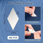 Olycraft 500 rombikujulise peegelmosaiigi plaadi pakend, 14,5 x 29 mm, isekleepuvad akr&uuml;&uuml;lmosaiigi plaadid, rombikujulised peegelplaadid, rombikujulised akr&uuml;&uuml;lplaadid peegliefektiga isetegemise k&auml;sit&ouml;&ouml; kunstiseinte jaoks