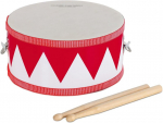 Classic Cantabile puidust laste trumm - muusikariist trummeldamiseks ja riputamiseks - trumm lastele, kaasa arvatud trummipulgad - ideaalne lastele alates 3. eluaastast - valge/punane