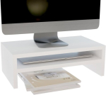 Monitori hoidja Comfortcove monitori alus, 2-tasandiline monitori alus, arvutimonitori alus, s&uuml;learvuti alus, arvuti alus, printeri alus koos hoiukohaga, ideaalne teie kodukontorisse, valge