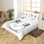 Homewish merisea tekikott, v&otilde;ilille voodipesukomplekt 135 x 200 cm, multifilmi merisea tekikott lastele, armas loom, taimne tekipealiskate, hall/valge voodikate, magamistoa sisustus