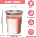 Roosa kullast &auml;&auml;risega plastiktopsid, 30 tk., 360 ml