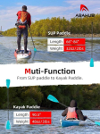 Abahub Sup aer / 2 in 1 Sup s&uuml;sta aer alumiiniumist reguleeritav aer aerulauale, alumiiniumisulamist Pu-kattega vars 172&ndash;213 cm plastikust nailonist laba