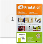 Printation isekleepuvad etiketid 210 x 297 mm - 25 lehte isekleepuvat paberit A4 prinditav, 1 etikett lehel, kleepsupaber ise printimiseks A4, 25 isekleepuvat etiketti printimiseks, t&uuml;hi matt valge 1 x 1