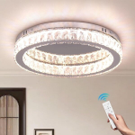 Fintonglan 17.7 tolli dimmerdatavad kristall led laelambid moodne &uuml;mmargune l&uuml;hter madala profiiliga laelamp koos puldiga elutuppa s&ouml;&ouml;gituppa k&ouml;&ouml;ki 48 w