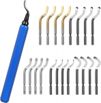 Universaalne kraatide eemaldamise t&ouml;&ouml;riist, 360&deg; p&ouml;&ouml;rlev teraga l&otilde;iket&ouml;&ouml;riist, metallist k&auml;epide, k&auml;sitsi kraatide eemaldamise t&ouml;&ouml;riist 20 asendusteraga 3d-printerile, plastikule, alumiiniumile (1 t&ouml;&ouml;riist + 20 tera)