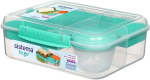 Sistema Bento Box To Go l&otilde;unakarp koos sektsioonidega, 1.65 L l&otilde;unakarp jogurti/puuviljakonteineriga, lastele ja t&auml;iskasvanutele, Bpa-vaba, sinakasroheline [21690-8t]