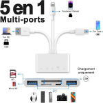 5-in-1 m&auml;lukaardilugeja, usb otg adapter ja sd-kaardi lugeja iphone/ipad-ile, usb c ja usb a seadmetele micro sd ja sd-kaardi pesadega, toetab sdhc/sdxc/mmc