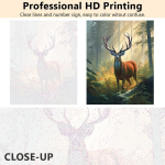 Majesteetlik hirv v&auml;rvimine numbrite j&auml;rgi t&auml;iskasvanutele, p&auml;ikeseloojangu v&auml;rvimine numbrite j&auml;rgi, v&auml;rvimine numbrite j&auml;rgi pintsli ja akr&uuml;&uuml;lv&auml;rviga, 40 x 50 cm hirve leekide v&auml;rvimine numbrite j&auml;rgi t&auml;iskasvanutele peres&otilde;pradele