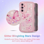 Ueebai &uuml;mbris samsung galaxy s21 5g jaoks, l&auml;bipaistev vedela silikooniga mobiiltelefoni &uuml;mbris liblika mustriga, lainelise raami kujuga, &otilde;huke p&otilde;rutuskindel kaitse&uuml;mbris, slim fit, pehme p&otilde;rkeraua kate, roosa