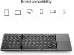 Jectse kaasaskantav klaviatuur, kaasaskantav arvutiklaviatuur puuteplaadiga, Usb laetav ergonoomiline kirjutusmasina klaviatuur Pc arvutile, s&uuml;learvutile, tahvelarvutile (must)