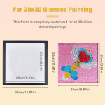 Cenben 2 teemantmaali raami komplekt 30 x 30 cm, magnetiline teemantpildi raam, teemantmaali pildiraam, must, isekleepuv, 5d teemantmaali raam koos konksudega