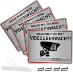 Amlope hoiatus videovalve silt 15 x 20 cm alumiiniumist silt videovalve eravaldus teade kaameravalve hoiatussilt kruvide ja kaablisidemetega sise- ja v&auml;listingimustes kasutamiseks, pakend