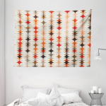 Abakuhaus geomeetriline seinavaip, vintage ovaalne muster, elutoa magamistoa kodu siidine satiinist seinavaip, 200 x 150 cm, oranž virsikukreem punane