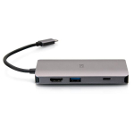 C2g Usb-c 8-in-1 mini dokkimisjaam Hdmi, 2x Usb-a, Etherneti, Sd-kaardi lugeja ja Usb-c laadimisfunktsiooniga, toiteedastus kuni 100 W, 4k @ 30 Hz resolutsioon