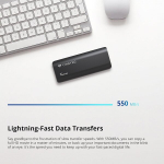 Timetec kaasaskantav v&auml;line ssd usb 3.2 gen2 usb type c kuni 550mb/s &uuml;li&otilde;huke alumiiniumist mini solid state drive, 512gb, must