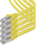 1attack.de 1 m - kollane - 5 tk cat.7 gigabit ethernet lan lame ribbon kaabel (rj45) v&otilde;rgukaabel raw kaabel (10 gbit/s) paigalduskaabel lame slim &uuml;hildub cat.5 - cat.5e - cat.6