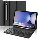 Iveoppe klaviatuur samsung galaxy tab s10+/s9fe+/s9+ jaoks, &uuml;mbrise klaviatuur &uuml;hildub samsung tab s9/s9fe/s10 plus 12.4 tolli 2023/2024, bluetooth magnetiline qwertz paigutusega, must