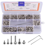 Kamtop M3 M4 kruvide komplekt 304 roostevabast terasest lameda peaga kruvid keermega, komplekt koos 2 kuulpeaga kruvikeerajaga, 542 tk