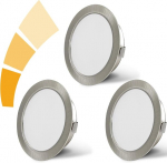 Kyotech led s&uuml;vistatav m&ouml;&ouml;blivalgusti, dimmerdatav, 230 v, 4 w, 4000 k, neutraalne valge g4 led, 300 lm pirn, m&ouml;&ouml;bli s&uuml;vistatav kohtvalgusti, puuraugu suurus 55&ndash;58 mm ja 20 mm lame, harjatud roostevaba teras, nikkel, 3 tk