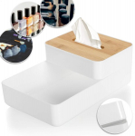 Com-four&reg; 2-osaline kosmeetikaorganisaatorite komplekt - kosmeetiliste salvr&auml;tikute karp - suur ja v&auml;ike plastkarp vatipatjade, vatitikude ja meigi hoiustamiseks (2 tk pakend - kosmeetikaorganisaator)