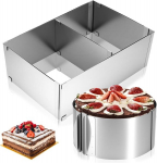 Zonjie 2 k&uuml;psetusraami pakend, ristk&uuml;likukujuline, reguleeritav, k&otilde;rge ruudukujuline koogivorm, roostevabast terasest k&uuml;psetusr&otilde;ngas, koogir&otilde;ngas, &uuml;mmargune reguleeritav k&uuml;psetamiseks kaunistamiseks (koogir&otilde;ngas, 10 cm k&otilde;rge, 12-18 cm)