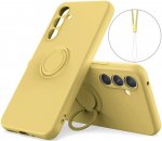 "Dechen" Ring Kickstand k&otilde;va silikoon (TPU) &uuml;mbris - kollane (Galaxy A15)
