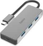 Hama usb c hub 4 porti (&uuml;likiire andmeedastus kuni 10 gbps, 3 x usb-a, 1 x usb-c, usb 3.2 gen2 multiport adapter, usb c adapter 4-in-1 kontorisse, kodukontorisse ja reisile) alumiinium