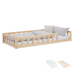 Lapsevoodi, Montessori voodi piiretega, 90x200 cm, naturaalne