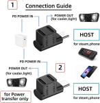 Cy 10 gbps usb 3.0 type c male kuni dual female toite andmete jagaja adapter &uuml;lespoole nurga all, &uuml;hildub deck s&uuml;learvutiga