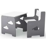 Laste laud ja s&ouml;&ouml;gitool Cloud, valge - hall