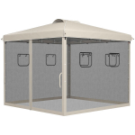 Kokkupandav paviljon, reguleeritava k&otilde;rgusega, v&otilde;rkkardinad, kandekott, metallraam, 3 x 3 x 3 m, Beež