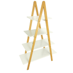 Redeliga raamaturiiul valge, BEGRYF, 80x30x116, 4 riiulit bambusjalgadega, kaasaegne seisev raamaturiiul elutuppa v&otilde;i vannituppa