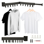 Kokkupandav teleskoopne riidenagi, seinale kinnitatav, must, 12 konksu, 90 cm