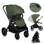 K&auml;ru kuni 22 kg, suured maastikurattad, vedrustus, lamamisasend &ndash; Lionelo Mika Plus Green Olive