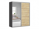 Riidekapp Black Red White Flex, 240x200x66 cm, hall/pruun